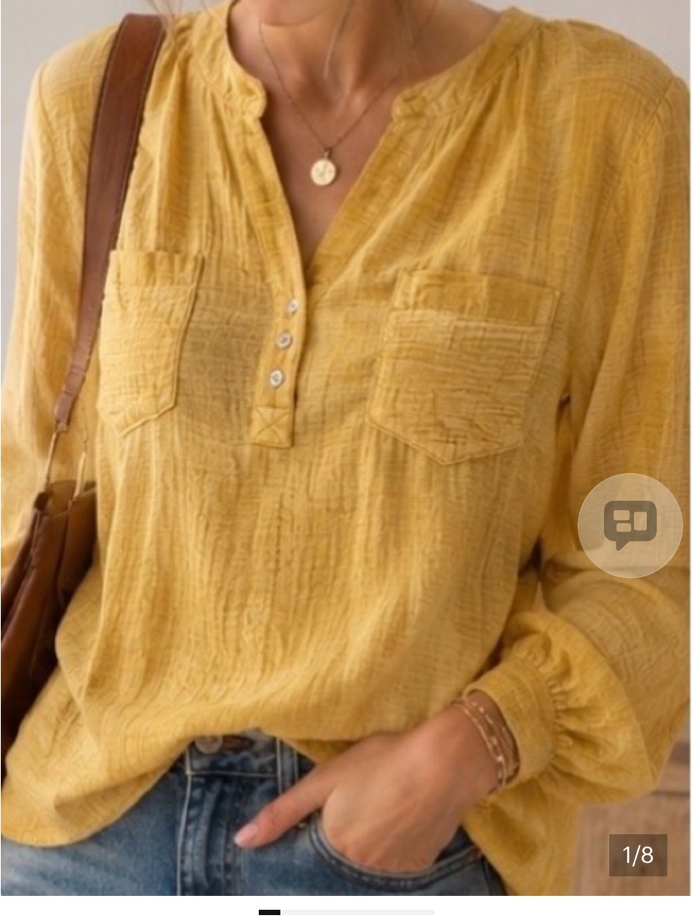 Anthropologie Mote Mustard Yellow Cotton Gauze Muslin Top Large